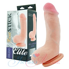Фаллоимитатор на присоске Real Stick Elite из Soft Skin, телесный, 15,7х4,8см