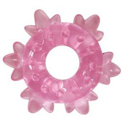 Эрекционное кольцо Sexy Friend Снежинка с толстыми стенками и шипиками, розовое, d1,5/4см