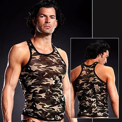 Мужская камуфляжная майка из прозрачной сетки, хаки, S/M(44-46р)