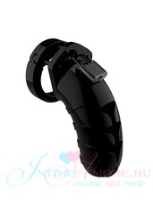 Мужской пояс верности Man Cage №04, черный поликарбонат, 4,5"/11,5см