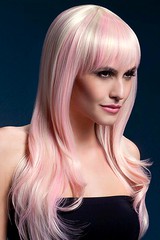 Парик Fever Sienna blonde candy, long feathered with fringe, бело-розовый, 66см