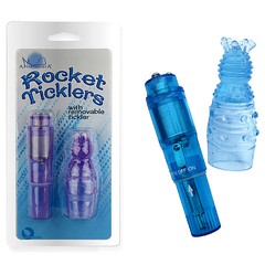 Вибро-массажер Rocket Ticklers с насадкой для клитора, голубой, 9,7х2,4см