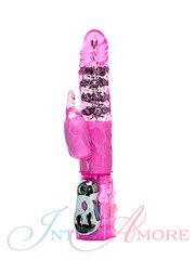 Розовый мульти-скоростной хай-тек ротатор "Super Vibrator" с реверсом, 25,5х3,8см