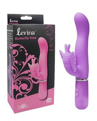 Фиолетовый G-вибратор Levina™ Butterfly Kiss, 30 реж, 2 мот, силикон, 21х2,8см