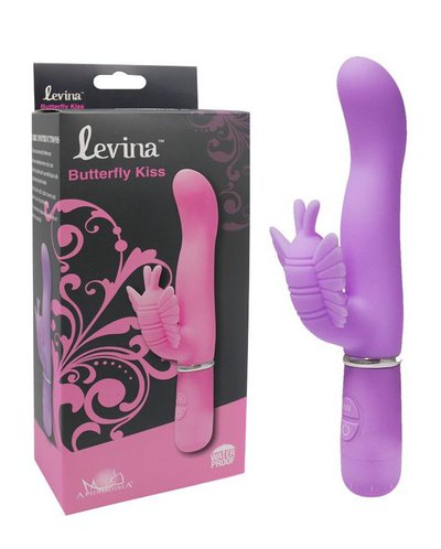 Фиолетовый G-вибратор Levina™ Butterfly Kiss, 30 реж, 2 мот, силикон, 21х2,8см