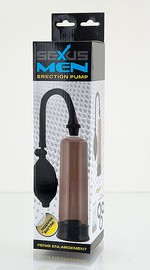 Эрекционная помпа "Sexus men erection" c 3 кольцами в комплекте, черная, 18х5,2см