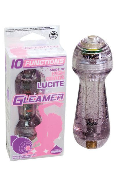 Мини-вибратор Gleamer для клитора, фиолетовый с блестками, 10 режимов, 11,5х3,8см