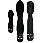 Подарочный набор с кристаллами Diamond Triple Pleasure Pack, вибраторы и массажер, черный