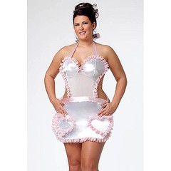 Белый фартучек с карманами-сердечками white OS/XL(48-52р)