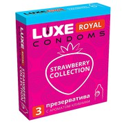 Презервативы Luxe Royal Strawberry Collection, аромат клубники, 180х52, 3шт, годен до 05.26г