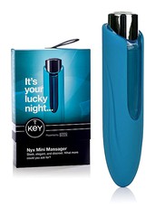 Мини-вибратор Key™ Nyx Mini Massager, 5 реж, голубой силикон, 13,5х3,3см