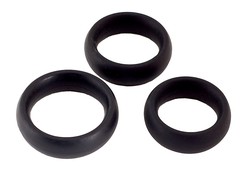 Набор из трех толстых черных колец Toyfa Black&Red для п/ч и мошонки, 3,8/4,2/4,6см
