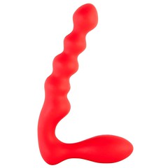 Безремневой страпон Black&Red Light, красный силикон, 21,5х3,5см
