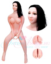 Секс-кукла Маргарита брюнетка с вибрацией (+насос), 2 отверстия, 155см