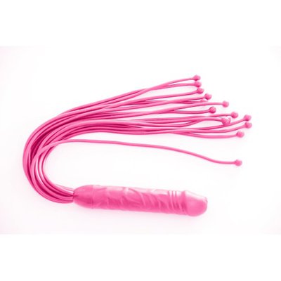 Розовая плеточка с фаллосом "Ракета"-мини, латекс, 40см (14,5х2,8см)