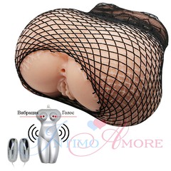 Вагина и попка Passion Lady Temptation в сетке, глухой тоннель, звук и вибрация, 15х16х9,5см