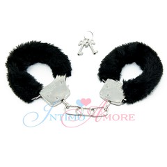 Металлические наручники Furry cuffs с мехом, черные