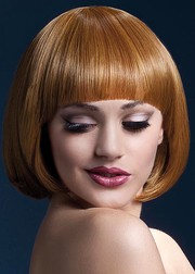 Парик Fever Mia auburn, short bob with fringe, золотисто-каштановый, 25см