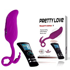 Мощное виброяйцо Pretty Love Naughty genius II, силикон, 10 режимов, пульт ДУ