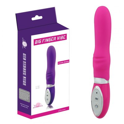 Розовый вибратор Big Finger, силикон, 10 функций, 18,9х2,9см