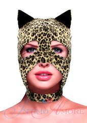 Леопардовая маска с ушками, с вырезом для глаз и рта