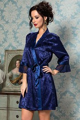 Жаккардовый халат Mia-Amore Angelina de lux, синий, S/M(42-46р)