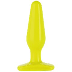 Анальная пробка Glo Thick but plug, желтая, 14,5х4,3см