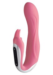 Мощный Hi-Tech вибратор Neo Rabbit, 2 мотора, 7х7 режимов, розовый силикон, 17,5см