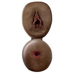 Мастурбатор Fresh Pussy and Ass Dark из CyberSkin®, сквозной тоннель, 17,8см