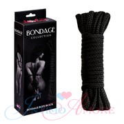 Толстая шелковистая веревка для бондажа, черная, полиэфирное волокно, 9м