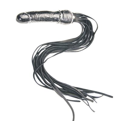 Плетка с фаллосом Notabu BDSM, натуральная кожа, черная