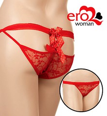 Кружевные трусики с бантиками на попке, красные, S/L(42-48р.)