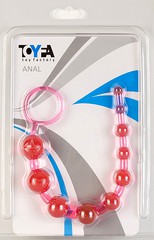 Розовая анальная цепочка, Toyfa, 30х0,8-2,4см