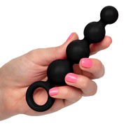 Анальная цепочка Booty Beads™, черный силикон, 14,7х2-3см
