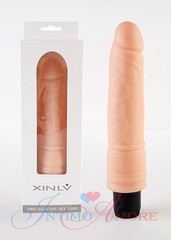 Мягкий вибратор Xin lv, телесный силикон, 19х3,2-4см