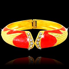 Красный разъемный браслет с кристаллами Swarovski, 6х1,8см
