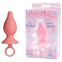 Анальная пробка Pop Plugs medium, розовый силикон, 7,5х3,4см