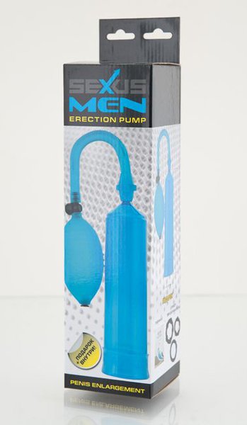 Помпа "Sexus men erection", синяя, 20х5,5см