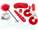 Набор Happy Valentine love box: вибратор, яйцо, кольцо, наручники, свеча, лепестки, щекоталка, маска