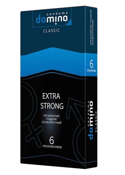 Презервативы Domino Classic Extra Strong, особопрочные 0,09мм, 180х52, 1уп/6шт