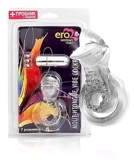 Двойное эрекционное виброкольцо "Mouth-tongue vibe cockring", 7 режимов