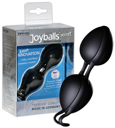 Вагинальные шарики Joyballs® secret с запатентованным шнурочком для ношения, черные, 3,5х4см/85г