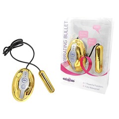 Маленькая вибропуля Vibrating Bullet, 7 реж, золотистая, 6х1,5см
