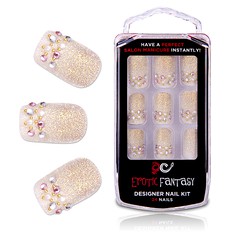 Акриловые типсы Mistery Gold со стразами, 24шт
