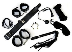 Черный BDSM-набор Classic Set, 8 предметов, искусственная кожа
