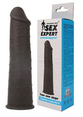 Насадка Exclusive men™ Sex Expert, удлинение члена на 5,5см, черный силикон, 15,5х3,3см