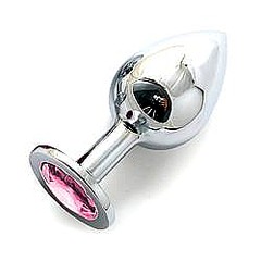 Анальная пробка с кристаллом Large Silver Pink
