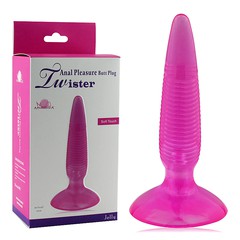 Анальная пробка Twister на присоске, розовая, 11,5х2,3см