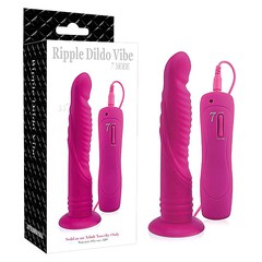 Анальный дилдо на присоске Ripple Dildo Vibe 8', 7 реж, розовый силикон, 22х3-3,7см
