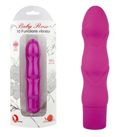 Тихий вибратор Baby Rose, фиолетовый, силикон, 10 функций, 16,5х3,6см